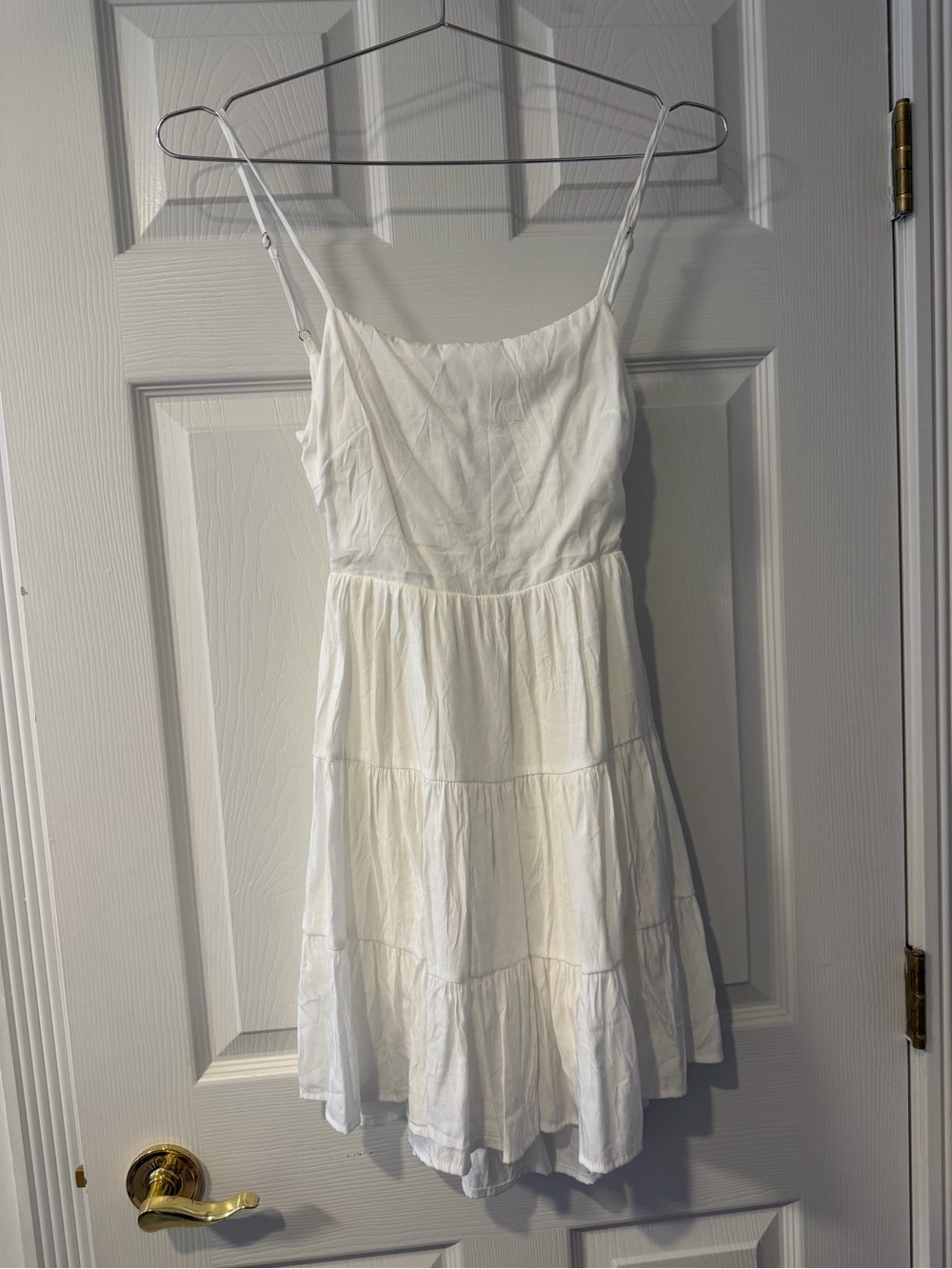 Princess Polly White Tiered Spaghetti-Strap Mini Dress